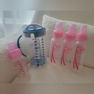 Dr. Brown's Anti Colic Pink Plastic 8oz Bottles 36oz Milk Formula Jug Container